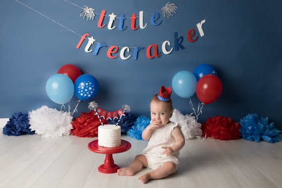 Fourth of July Birthday Set, Little Firecracker Birthday, 4th of July Birthday, Little Firecracker, Little Firecracker Birthday Banner Il_570xn