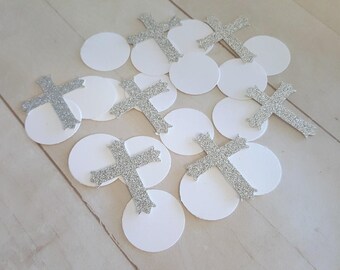 Baptism Confetti, Baptism Party Decor, Baptism Decorations, Silver Cross Confetti, Cross Confetti, Mi Bautizo, Confirmation Decorations