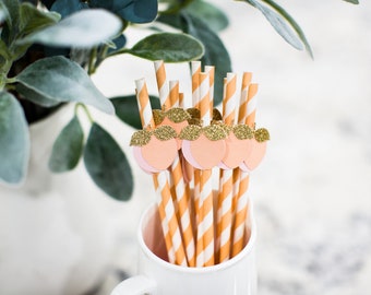 Peach Party Decorations. One Sweet Peach. Peach Party Straws. Peach First Birthday Decor. Peach Bridal Shower Decor. Georgia Peach Shower.