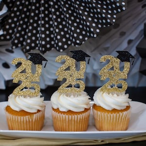 Graduation Cupcake Toppers. Class of 2025 Cupcake Toppers. Graduation Party Decorations. College Graduation Party Decor. School Graduation.