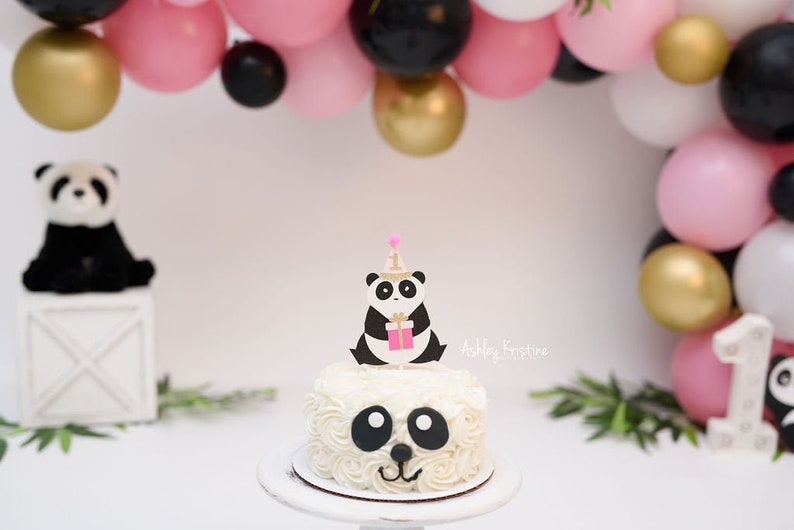 Panda Cake Topper, Party Animals Birthday, Panda Birthday, Party Animals First Birthday, Zoo Birthday, Zoo Cake Topper, Panda Party Decor image 1