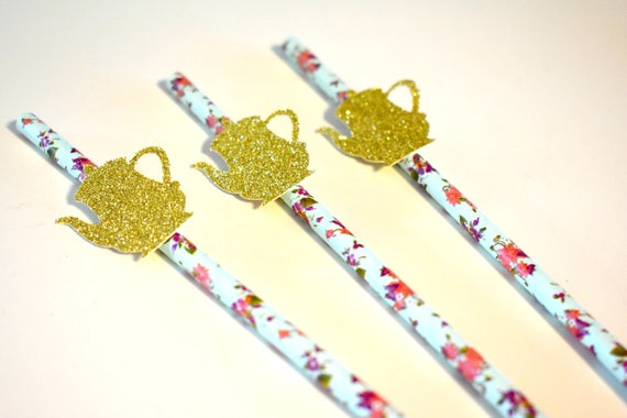 Tea Party Decorations, Tea Party Straws, Alice in Wonderland Decorations, Bridal Tea, Tea Party Favors, Bridal Shower Tea, Tea for Two Il_570xn