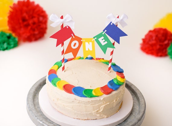 Rainbow Smash Cake Topper Rainbow First Birthday Decorations Etsy