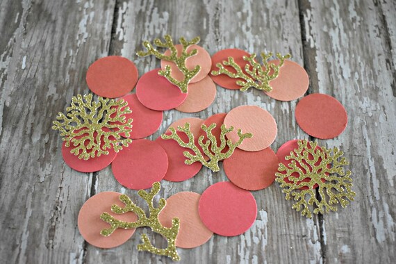 Coral Confetti, Coral Bridal Shower, Coral Wedding, Coral Party Decorations, Coral Party Decor, Coral Mermaid Decorations, Under the Sea Il_570xn