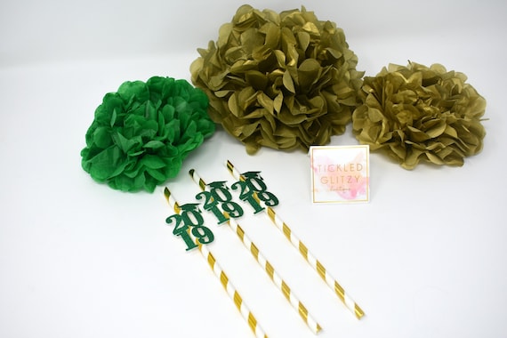 Green Graduation Party Decorations, Graduation Straws, Class of 2019 Decorations, Graduation Party Decor, 2019 Decorations, Grad Party Decor Il_570xn