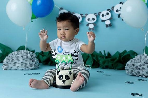Panda Bear Cake Topper, Panda Bear First Birthday, Panda Birthday Decor, Panda Cake Bunting, Panda Party, Decor Panda Smash Cake Topper Il_570xn