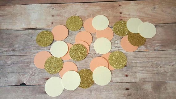 225 Peach Cream Gold Confetti/ Georgia Peach Party/ Peaches n Creme Party/ Peach Confetti/ Peach Wedding Decor/ Peach Bridal Shower/ Il_570xn