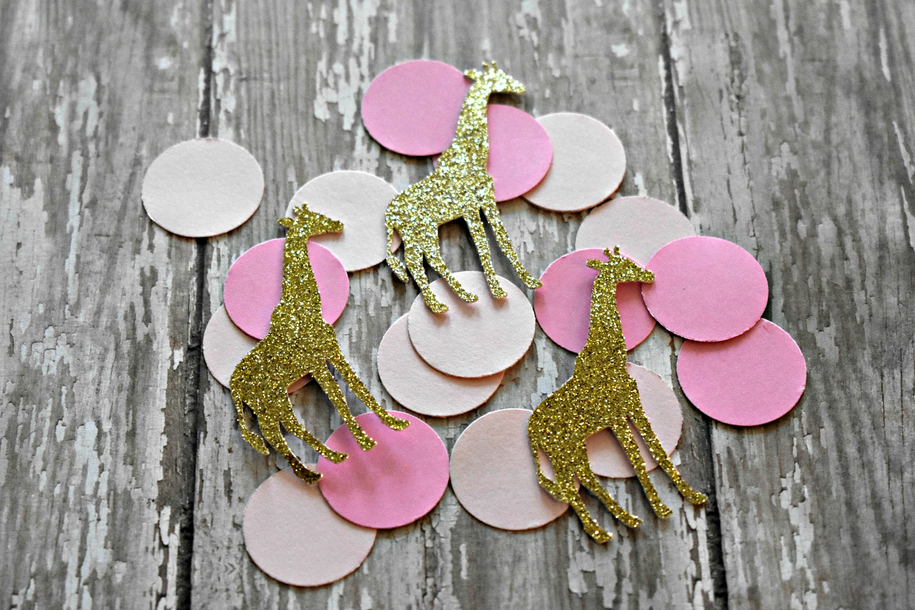 Giraffe Confetti Pink and Gold Giraffe Party Decorations Etsy