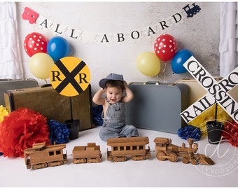 All Aboard Train Place Tent Cards Set of 12 Boy Birthday Baby Shower Locomotive Party Supplies 