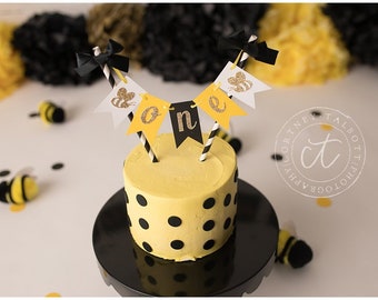 Bumble Bee First Birthday Cake Topper, Party Decor