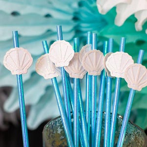 Seashell Straws, Bachelorette Wedding Party Decor (12 ct)