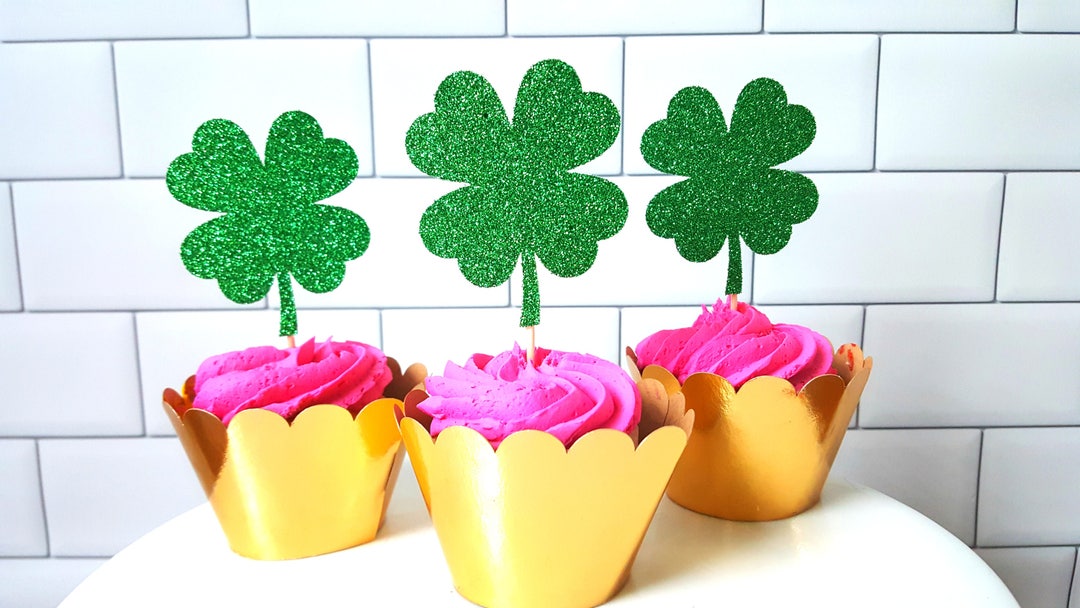 Shamrock Cupcake Toppers, Clover Cupcake Toppers, Irish Bridal Shower, Irish Birthday, St
