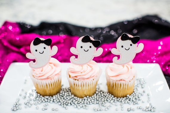 Pink Halloween Decorations. Happy Booday Decorations. Ghost Cupcake Toppers. Ghost Party Decorations. Pink Halloween Birthday. Ghost Theme. Il_570xn