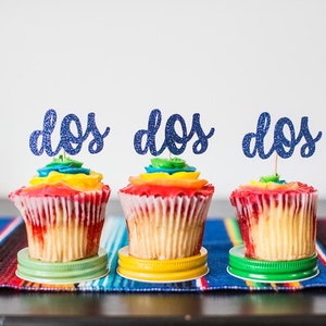 Dos Cupcake Toppers. Dos Party Decorations. Glitter Cupcake Toppers Age. Boy Fiesta Decorations. Taco Twosday Birthday. Taco Twosday Boy.