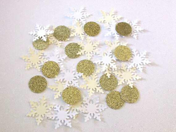 225 White Cream Gold Snowflake Confetti Winter Wonderland Confetti Christmas Confetti Holiday Confetti Onederland Confetti Winter Shower Il_570xn