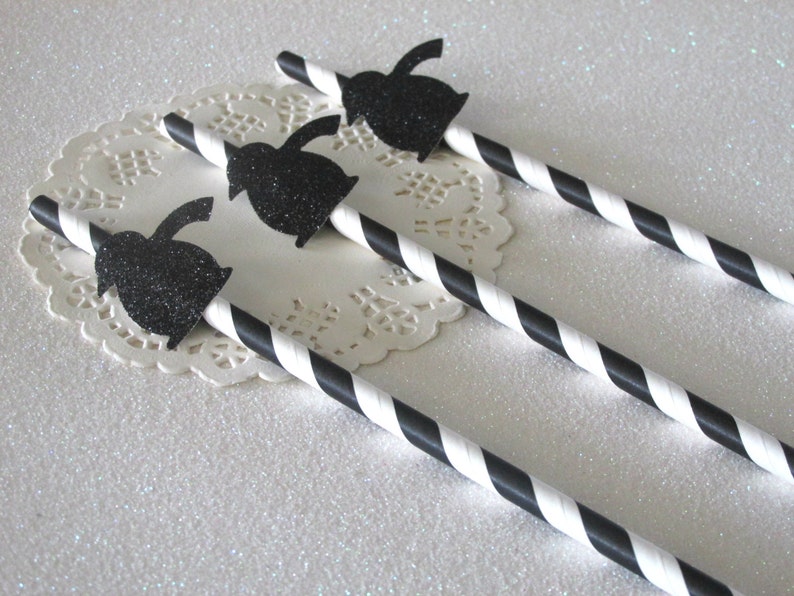 12 Black Glitter Penguin Straws Penguin Birthday Decorations Penguin Onederland Winter Birthday Decorations Black Straws Onederland Straws