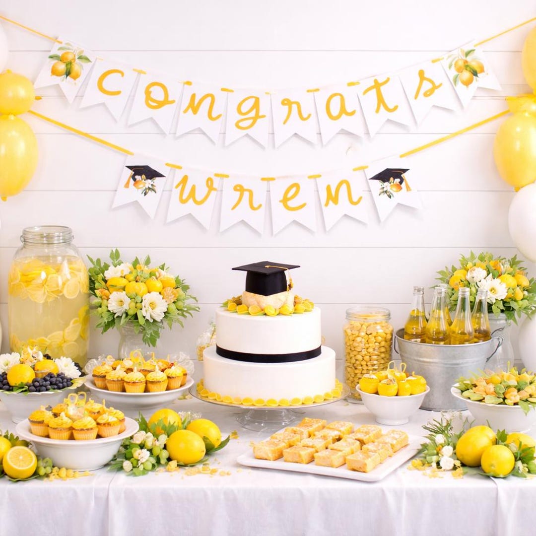 Freshly Graduated Lemon Decorations, Custom 2026 Graduation Party Decor ...