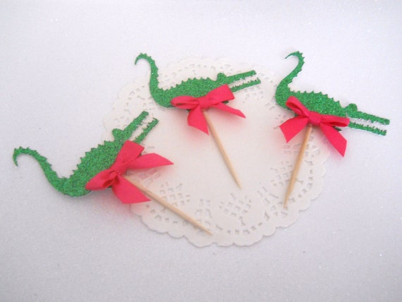 12 Alligator Cupcake Toppers Alligator Party Decor Alligator Baby Shower Girl Alligator Party Alligator Birthday Crocodile Cupcake Toppers Il_570xn