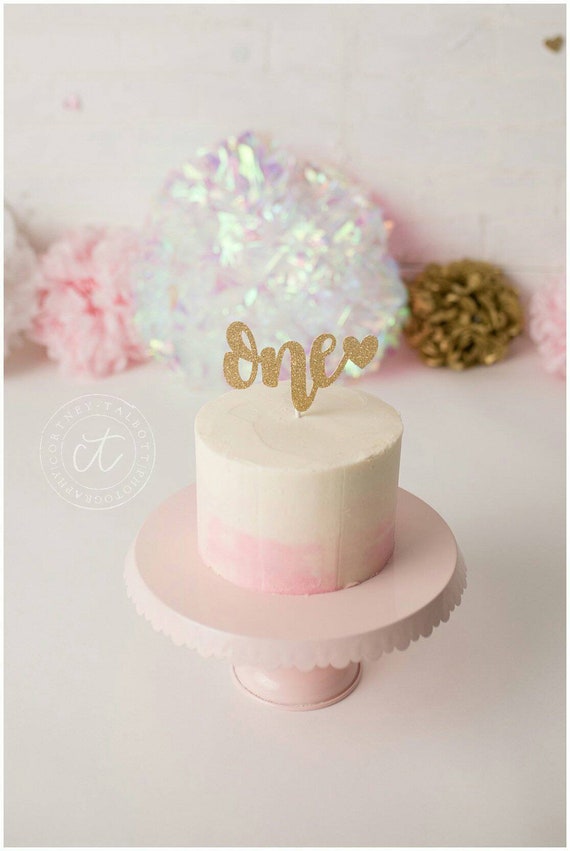 One Glitter Cake Topper First Birthday Heart Etsy