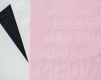 Embossed Kitty Cat Napkins, Pink, White, Black, Party Decorations