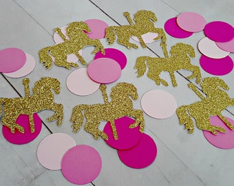 Carousel Horse Confetti.  Carousel Horse Party Decorations. Carousel First Birthday. Pink and Gold Carousel Party. Carousel Baby Shower.