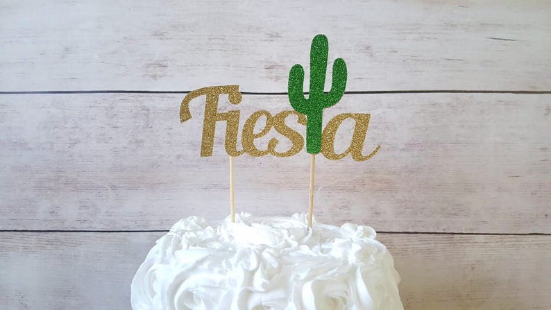 Fiesta Glitter Cake Topper, Glitter Cake Topper, Fiesta Decorations, Fiesta Baby Shower, Fiesta Birthday, Fiesta Bridal Shower, Fiesta Party image 1