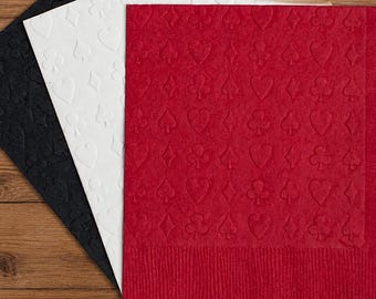 Hand-Embossed Casino Napkins, Poker Party Decorations (Set of 24)