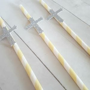 Cross Straws Baptism Straws Baptism Decorations Christening Straws Confirmation Straws Blessing Straws Confirmation Party Christening Party