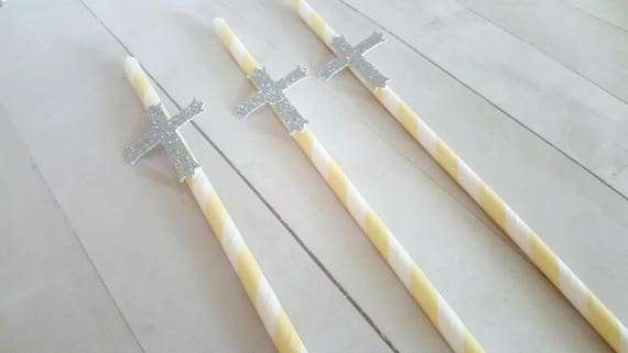 Cross Straws Baptism Straws Baptism Decorations Christening Straws Confirmation Straws Blessing Straws Confirmation Party Christening Party Il_570xn