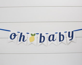Blue Glitter 'Oh Baby' Lemon Banner - Baby Shower Decor