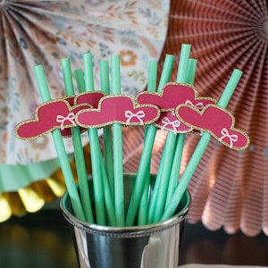 Kentucky Derby Decorations. Derby Party Decorations. Red Hat Paper Straws. Derby Straws. Mint Julep Party. Derby Bridal Shower. Horse Party. image 7