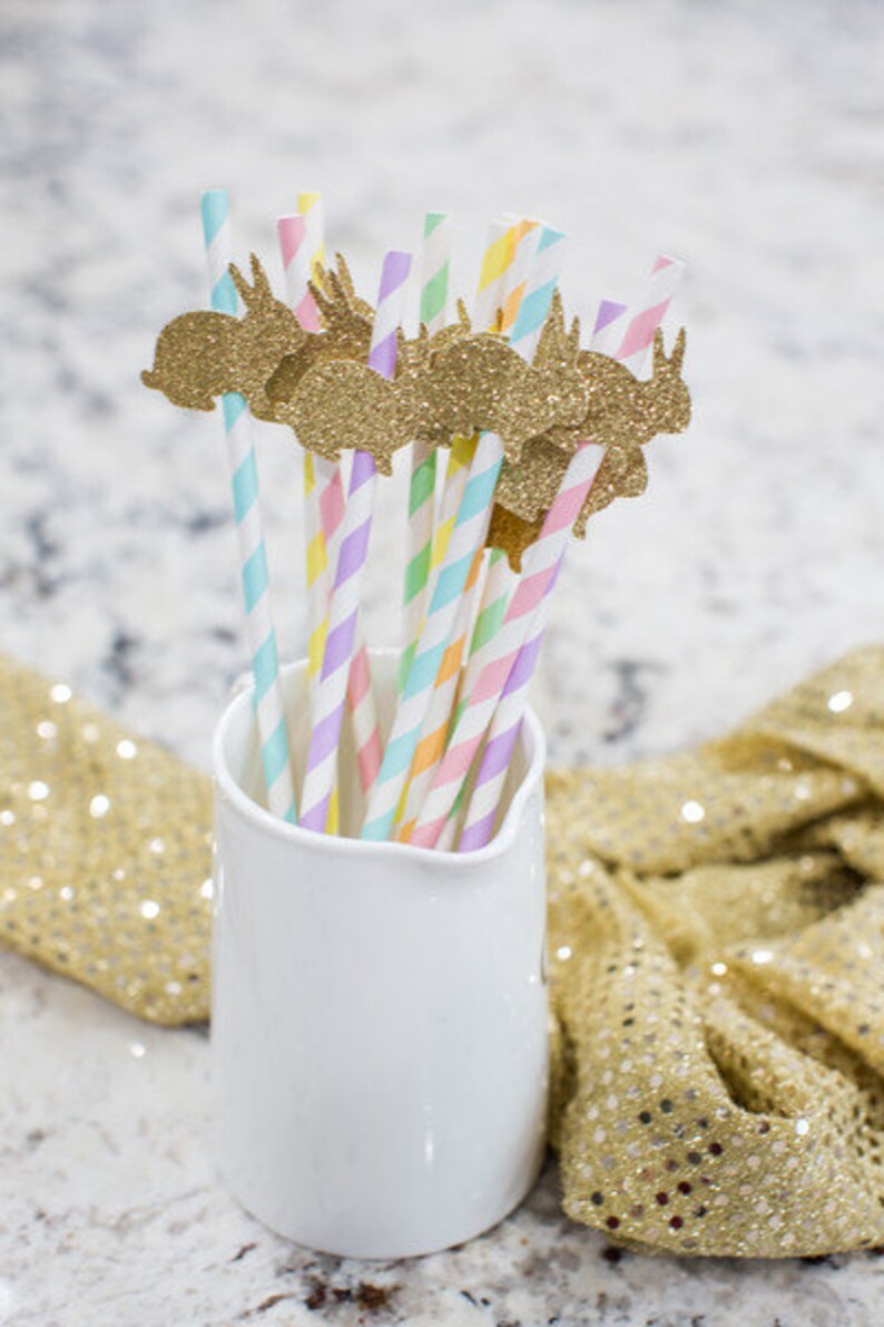 Pastel Bunny Decorations Bunny Straws Pastel Some Bunny is - Etsy