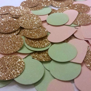 230 Rose Gold Glitter, Mint Green & Blush Pink Confetti metallic confetti Bridal Shower Confetti Wedding Reception Table Confetti