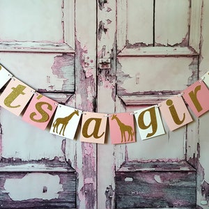 Girl Safari Baby Shower, Jungle Baby Shower, Giraffe Baby Shower, It&#39;s A Girl Banner, Giraffe Baby Shower Banner, Girl Safari Banner