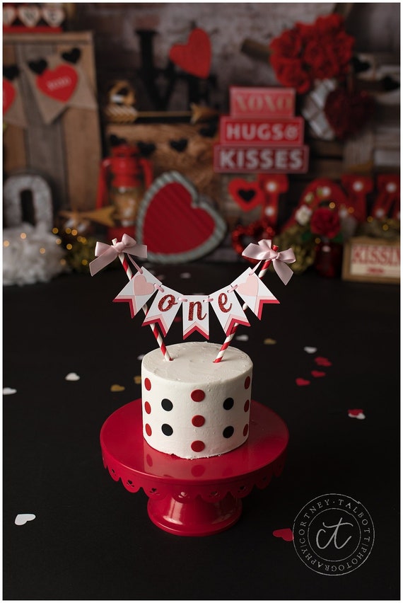 Valentine's Day 1st Birthday Decorations. Valentine's Day Smash Cake Topper. Little Sweetheart Cake Topper. Valentine's Day Bunting Topper. Il_570xn