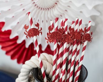 Red Crab Party Decorations. Crab Straws. Crab Party Decor. Nautical Party Decor. Crab Boil Decor. Seafood Boil Party. Crab Birthday Decor.