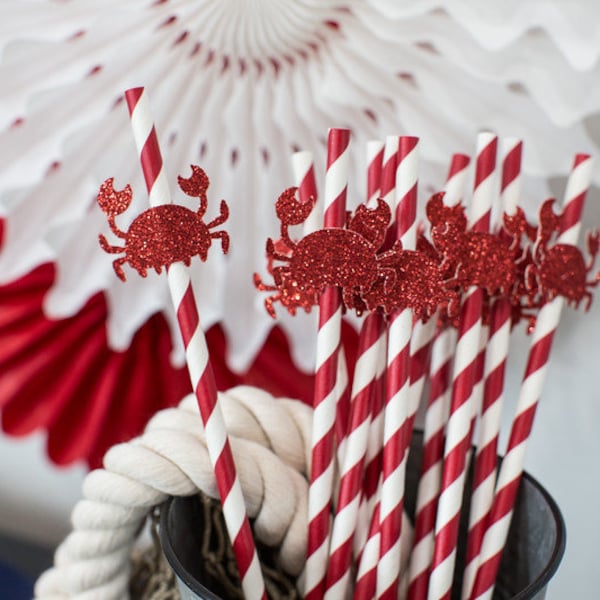 Red Crab Party Decorations. Crab Straws. Crab Party Decor. Nautical Party Decor. Crab Boil Decor. Seafood Boil Party. Crab Birthday Decor.