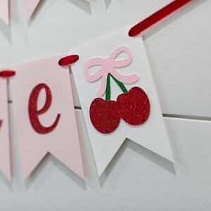 She’s The Cherry On Top Banner Set - Red Glitter Cherry Party Decor With Bonus Garland - View #12