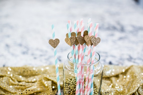 Gender Reveal Decorations. Gender Reveal Straws. Pink Blue Party Straws. Pink or Blue We Love You. Heart Gender Reveal. Little Sweetheart. Il_570xn