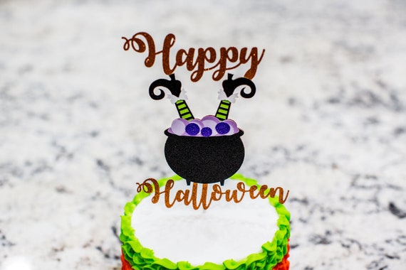 Halloween Cake Topper. Happy Halloween Glitter Cake Topper. Witch Cake Topper. Halloween Party Decorations. Witch Party Decorations. Il_570xn