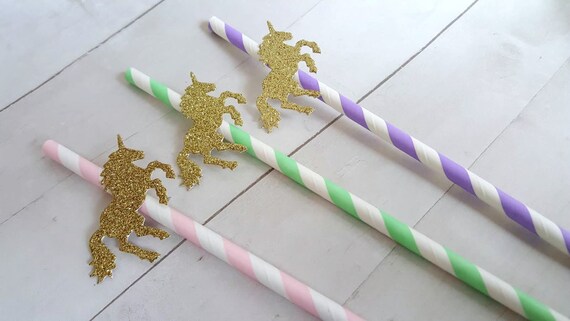 12 Unicorn Straws, Pink Mint Lavender Unicorn Straws, Unicorn Birthday, Unicorn Party, Unicorn Decorations, Unicorn Baby Shower, Pink Gold Il_570xn