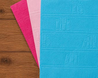Embossed Book Napkins, Pink & Aqua Party Decor (Set of 24)
