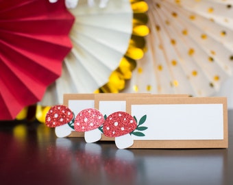 Mushroom Food Tents | Woodland Party Place Cards (Set of 12)
