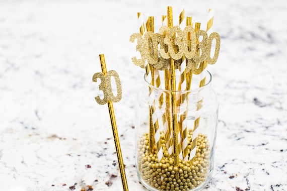 30th Birthday Decorations. 30th Birthday Straws. Age Straws. 30th Anniversary Party Decoration. 30th Birthday Party Decorations. Gold Straws Il_570xn