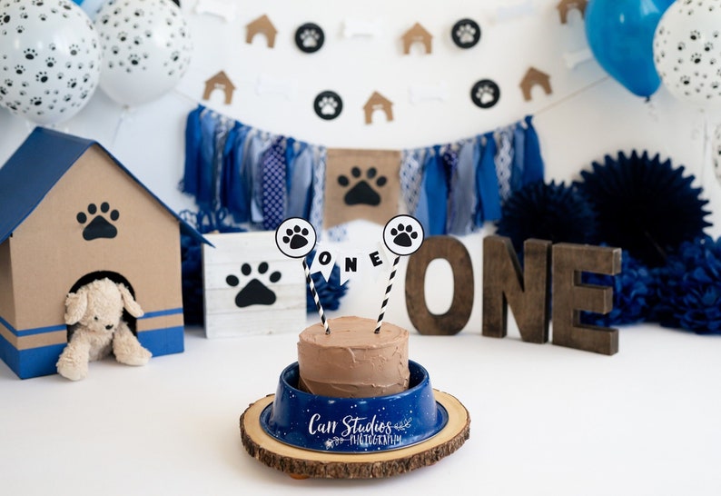 Puppy Pawty Cake Topper, Paw Print Party Decorations, Puppy First Birthday, First Birthday Paw-ty, Dog Birthday, Pet Birthday, Pet 1st Birth image 1