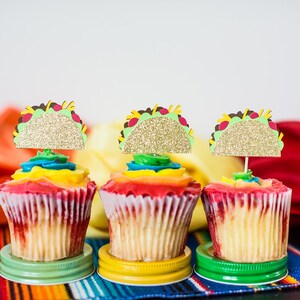 Taco Cupcake Toppers. Fiesta Party Decorations. First Fiesta. Taco Twosday. Fiesta Cupcake Toppers. Taco Bout a Graduate. Taco Bout a Bride. image 3