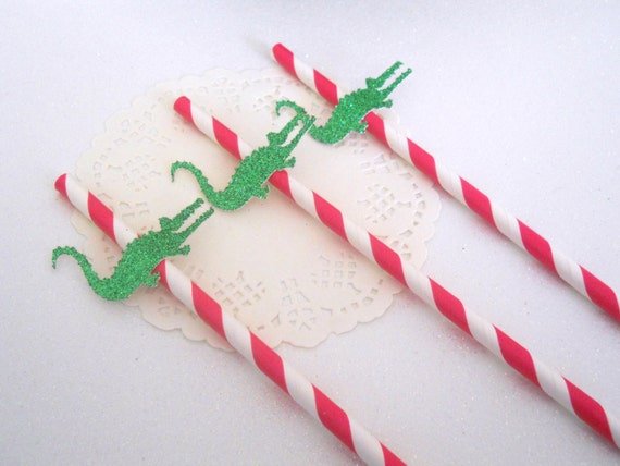 Alligator Party Straws Alligator Party Decor alligator Birthday Alligator Shower Pink Alligator Party Girl Alligator Decor Crocodile Party Il_570xn