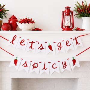 Let's Get Spicy Banner. Margs and Matrimony Decorations. Fiesta Party Decor. Book Club Banner.