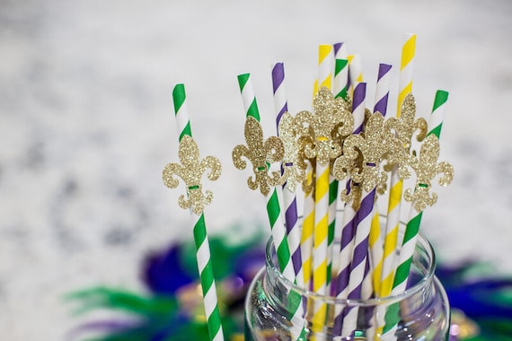 Mardi Gras Straws. Mardi Gras Party Decorations. Mardi Gras Birthday. Mardi Gras Party Straws. NOLA Party Decorations. NOLA Wedding Decor. Il_570xn