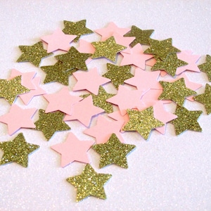 200 Blush Pink Glitter Gold Star Confetti Pink Gold Party Pink Gold Twinkle Star Star Baby Shower Star First Birthday Pink Gold 1st Birthday